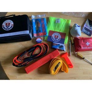 Roadside Assistance Emergency Car Kit - First Aid Kit, Jumper Cables, Tow Strap